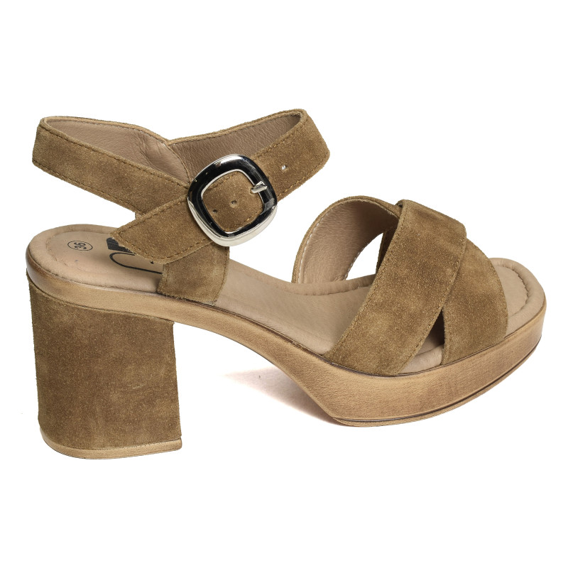TANA Camel, Nu-Pieds à talon Geo Reino