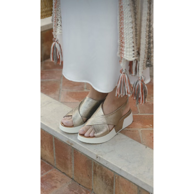 MILLY Champagne, Nu-Pieds à plateforme Coco & Abricot