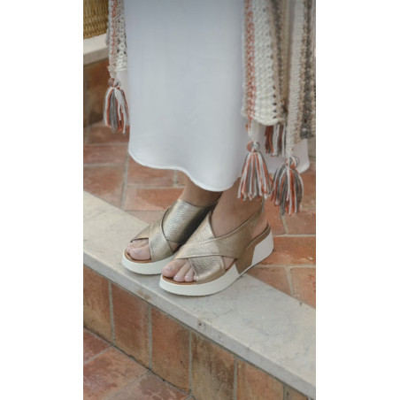 MILLY Champagne, Nu-Pieds à plateforme Coco & Abricot