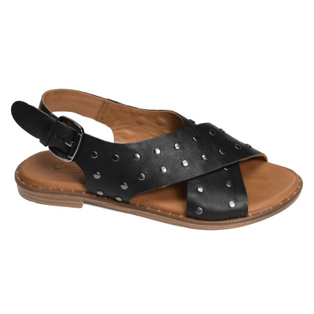 MAGNIEU Noir, Sandales plates Coco & Abricot