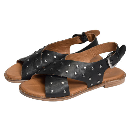 MAGNIEU Noir, Sandales plates Coco & Abricot