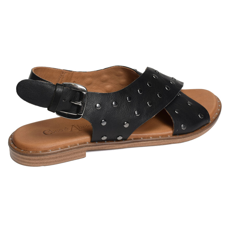 MAGNIEU Noir, Sandales plates Coco & Abricot