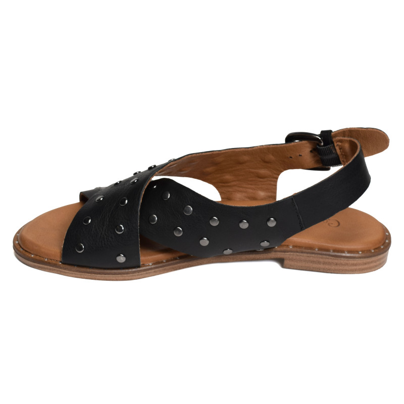 MAGNIEU Noir, Sandales plates Coco & Abricot