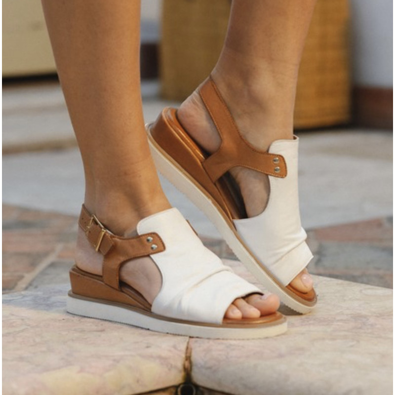 MISSIRIAC Blanc, Sandales compensées Coco & Abricot