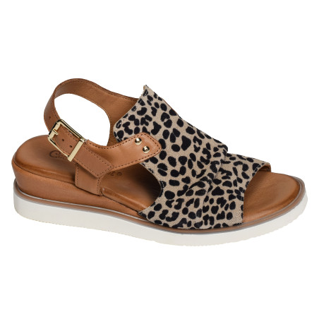 MISSIRIAC Léopard, Sandales compensées Coco & Abricot