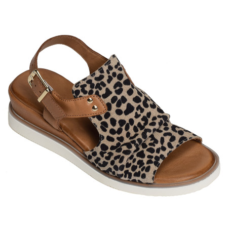 MISSIRIAC Léopard, Sandales compensées Coco & Abricot
