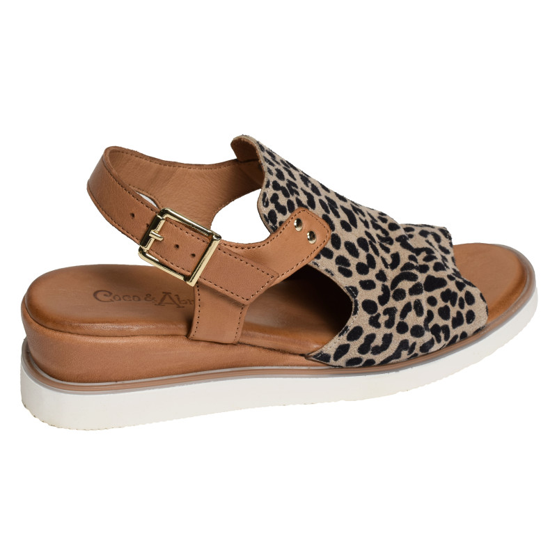 MISSIRIAC Léopard, Sandales compensées Coco & Abricot