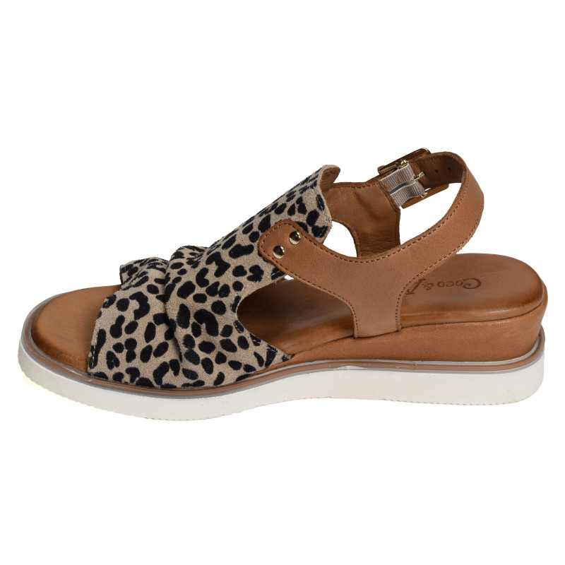 MISSIRIAC Léopard, Sandales compensées Coco & Abricot