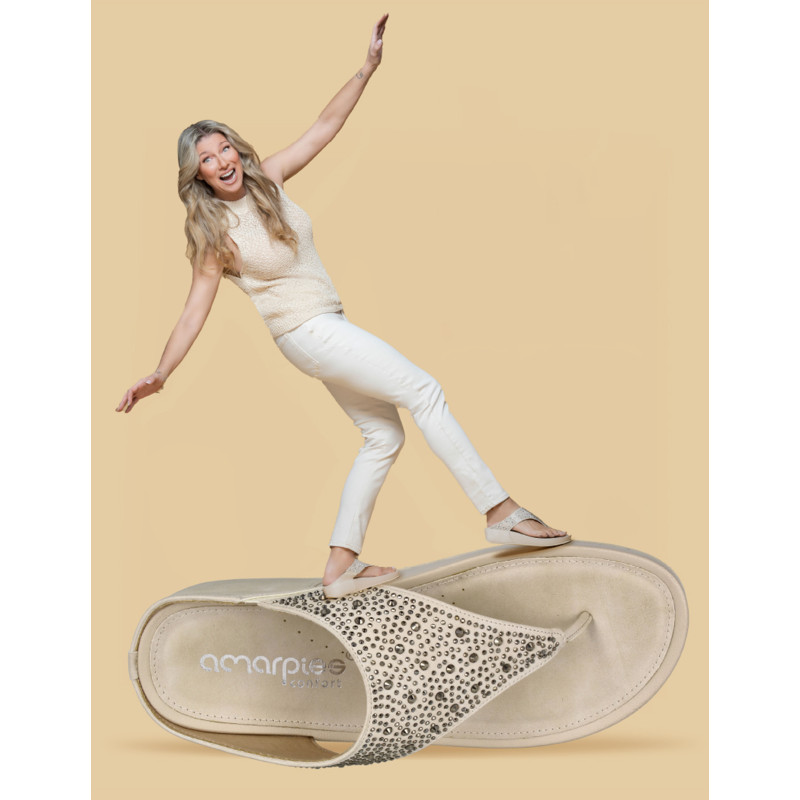 26579 Beige, Tongs Amarpies Confort