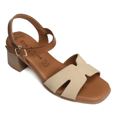 3402 Camel Beige, Nu-Pieds à talon Eva Frutos
