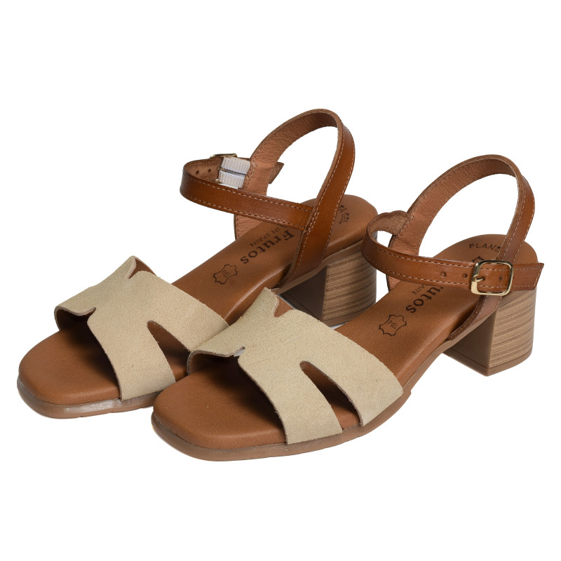 3402 Camel Beige, Nu-Pieds à talon Eva Frutos