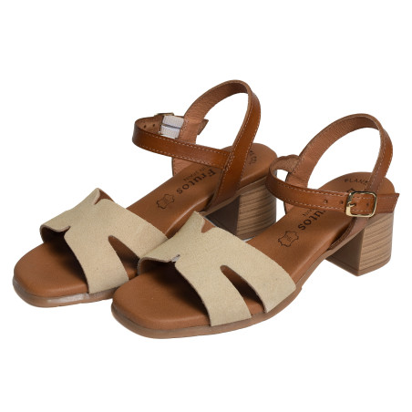 3402 Camel Beige, Nu-Pieds à talon Eva Frutos