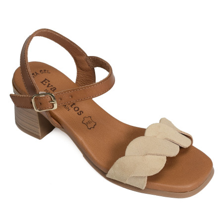 3439 Camel Beige, Nu-Pieds à talon Eva Frutos