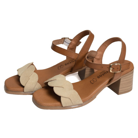 3439 Camel Beige, Nu-Pieds à talon Eva Frutos