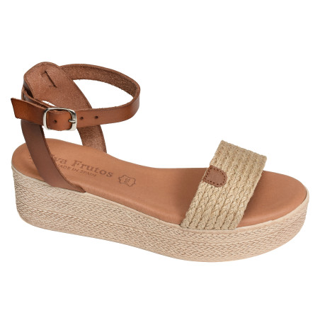5352 Naturel, Sandales compensées Eva Frutos