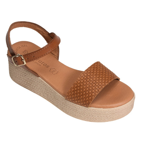 5390 Camel, Sandales compensées Eva Frutos