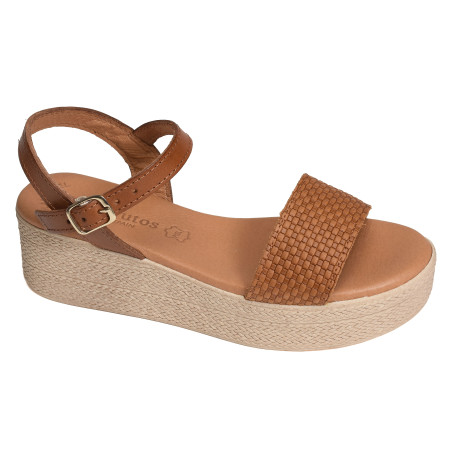 5390 Camel, Sandales compensées Eva Frutos