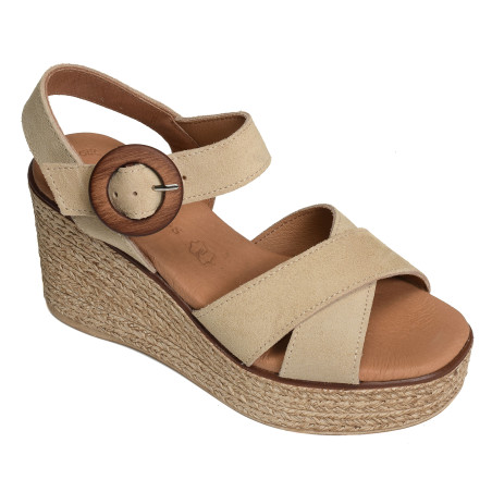 5816 Beige, Sandales compensées Eva Frutos