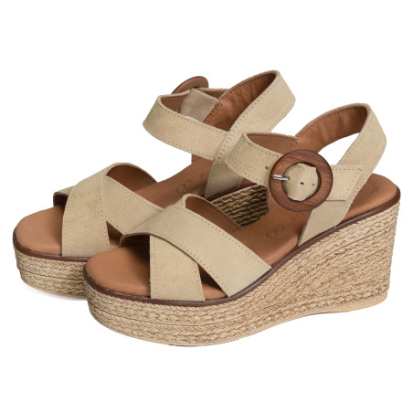 5816 Beige, Sandales compensées Eva Frutos