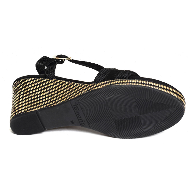 28323 Noir, Sandales compensées Tamaris