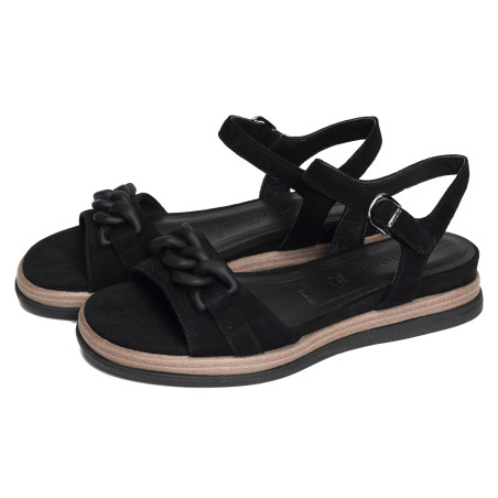28254 Noir, Sandales compensées Tamaris