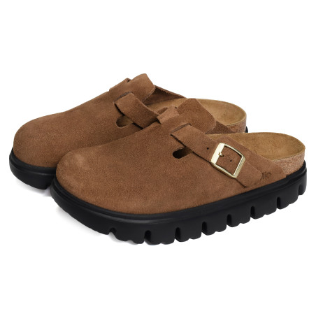 BOSTON PLATFORM SUEDE Cognac, Sabots Birkenstock