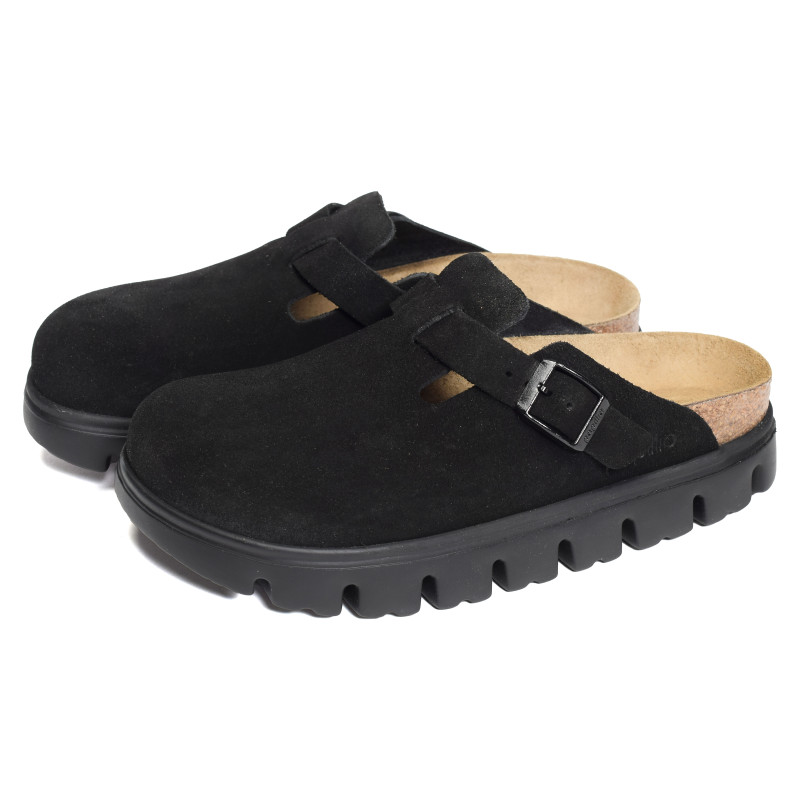 BOSTON PLATFORM SUEDE Noir Noir, Sabots Birkenstock
