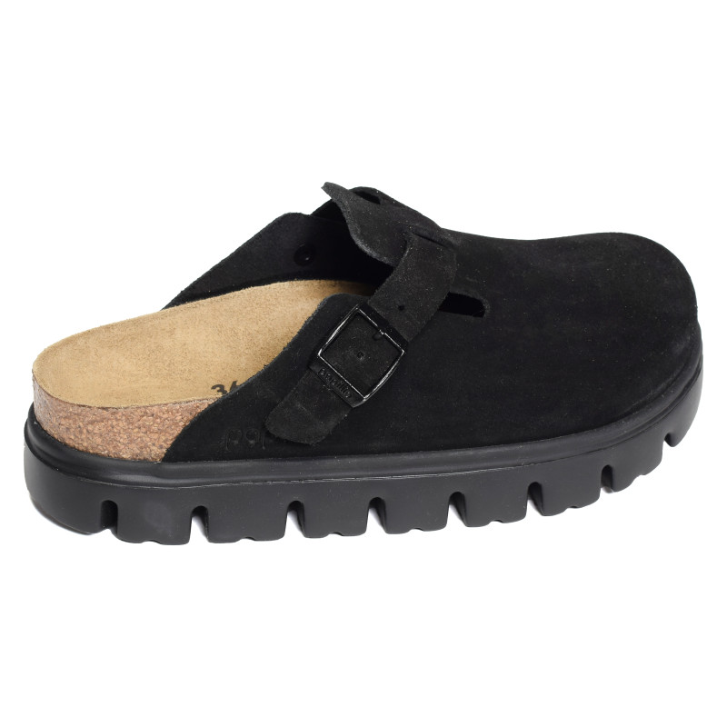 BOSTON PLATFORM SUEDE Noir Noir, Sabots Birkenstock