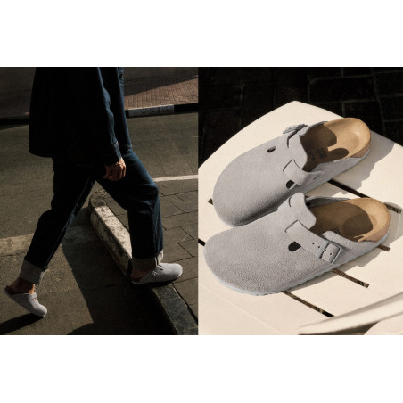 BOSTON W Bleu Gris, Sabots Birkenstock
