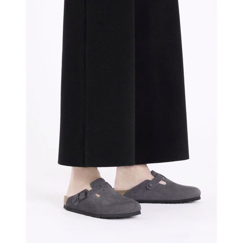 BOSTON SUEDE Anthracite, Sabots Birkenstock