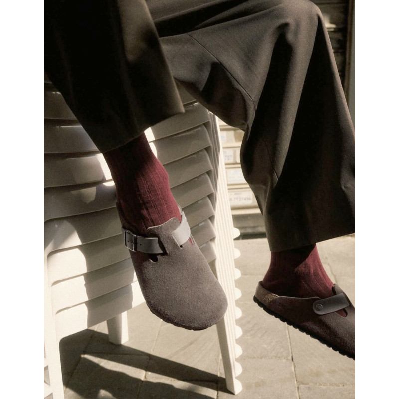 BOSTON SUEDE Gris, Sabots Birkenstock