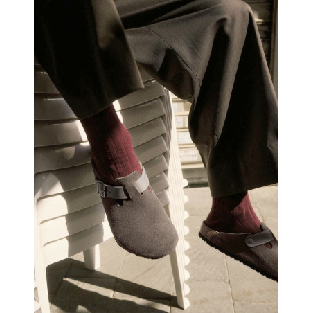 BOSTON SUEDE Gris, Sabots Birkenstock
