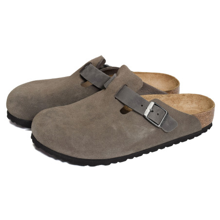 BOSTON SUEDE Gris, Sabots Birkenstock