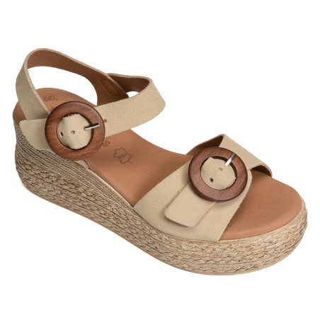 3777 Beige, Sandales compensées Eva Frutos