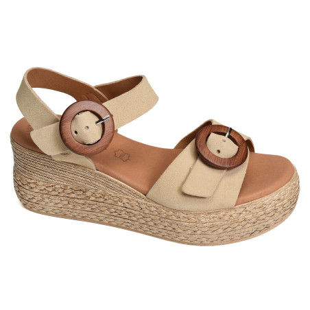 3777 Beige, Sandales compensées Eva Frutos