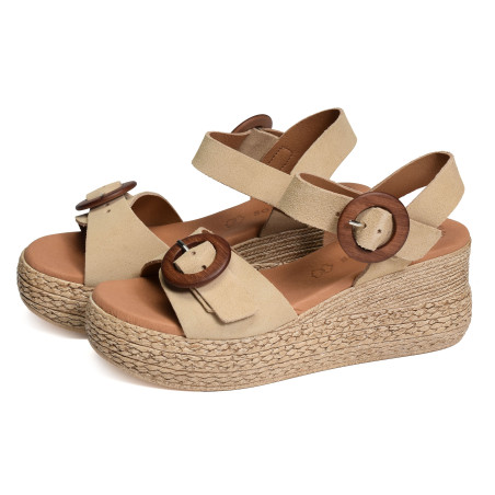 3777 Beige, Sandales compensées Eva Frutos