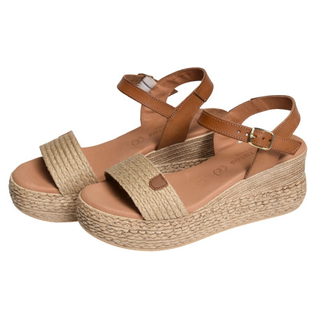 3792 Naturel, Sandales compensées Eva Frutos