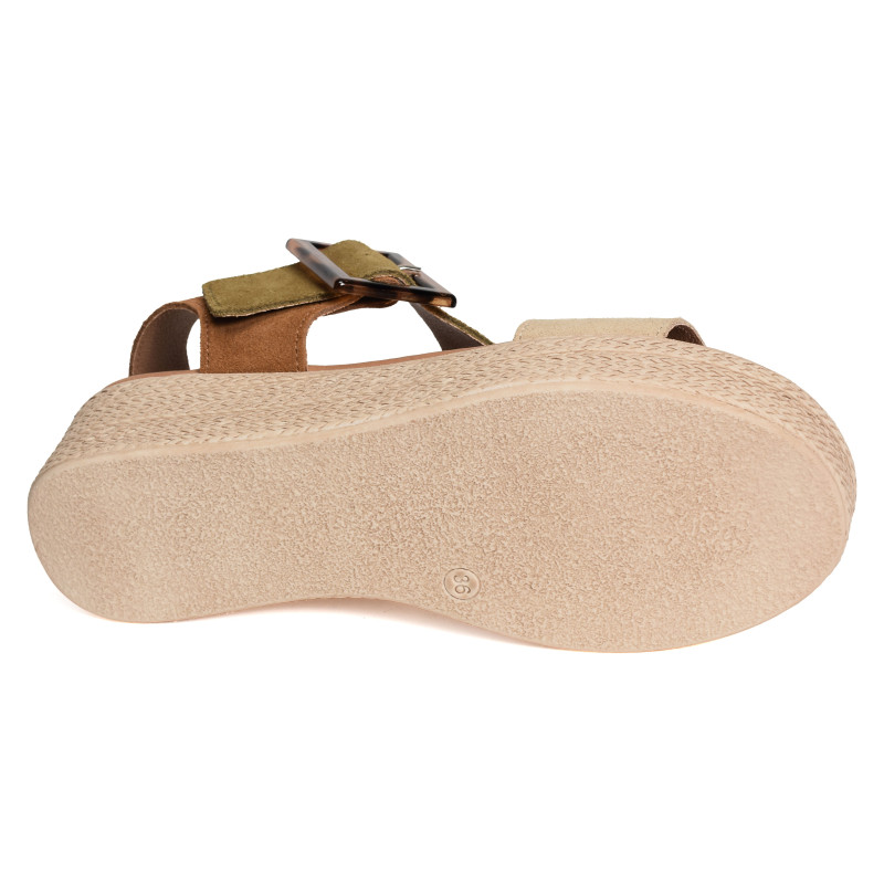 5318 Camel Kaki, Sandales compensées Eva Frutos