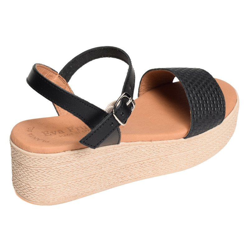 5390 Noir, Sandales compensées Eva Frutos