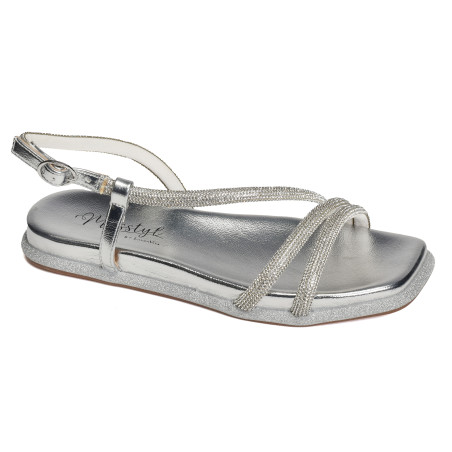 MAXINE 02 Argent, Sandales plates Laura Vita