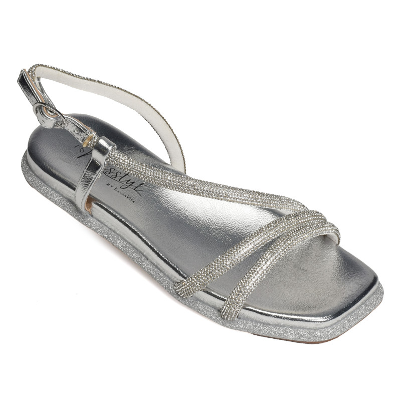 MAXINE 02 Argent, Sandales plates Laura Vita