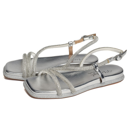MAXINE 02 Argent, Sandales plates Laura Vita
