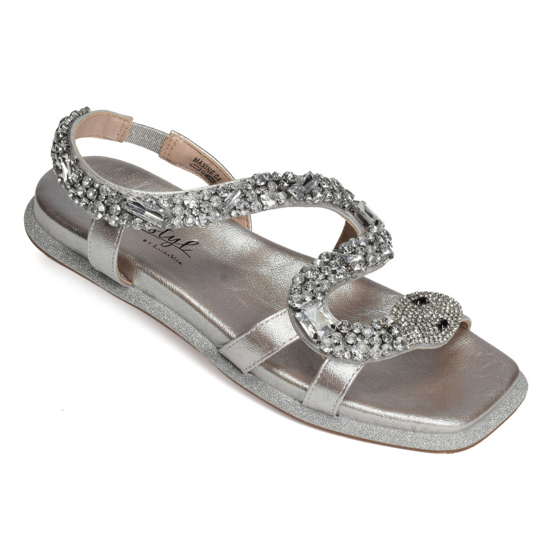 MAXINE 04 Argent, Sandales plates Laura Vita