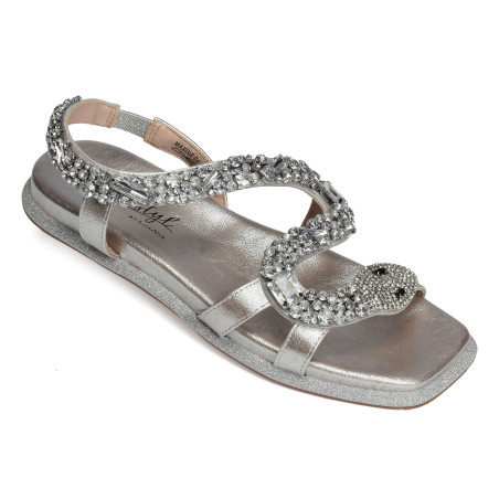 MAXINE 04 Argent, Sandales plates Laura Vita