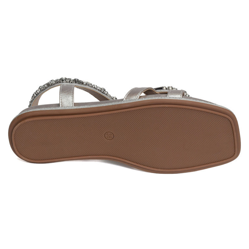 MAXINE 04 Argent, Sandales plates Laura Vita