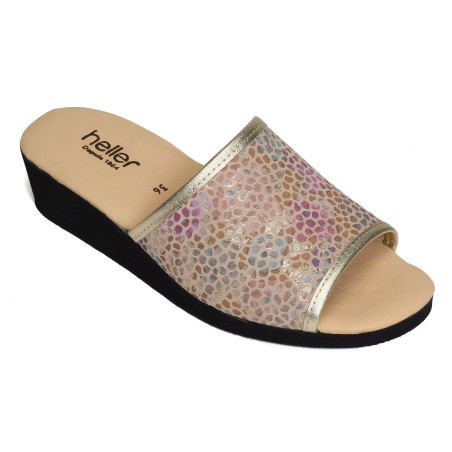 YNELLE Or Multicolore, Mules Heller