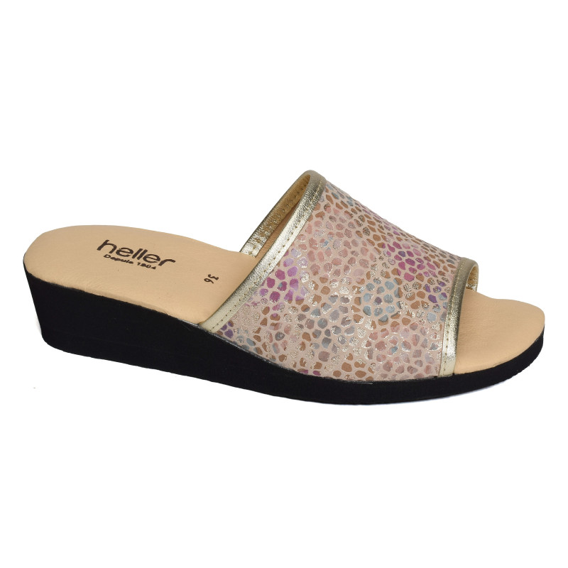YNELLE Or Multicolore, Mules Heller