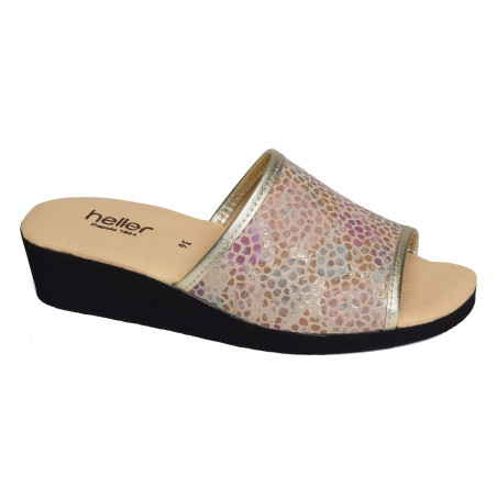 YNELLE Or Multicolore, Mules Heller