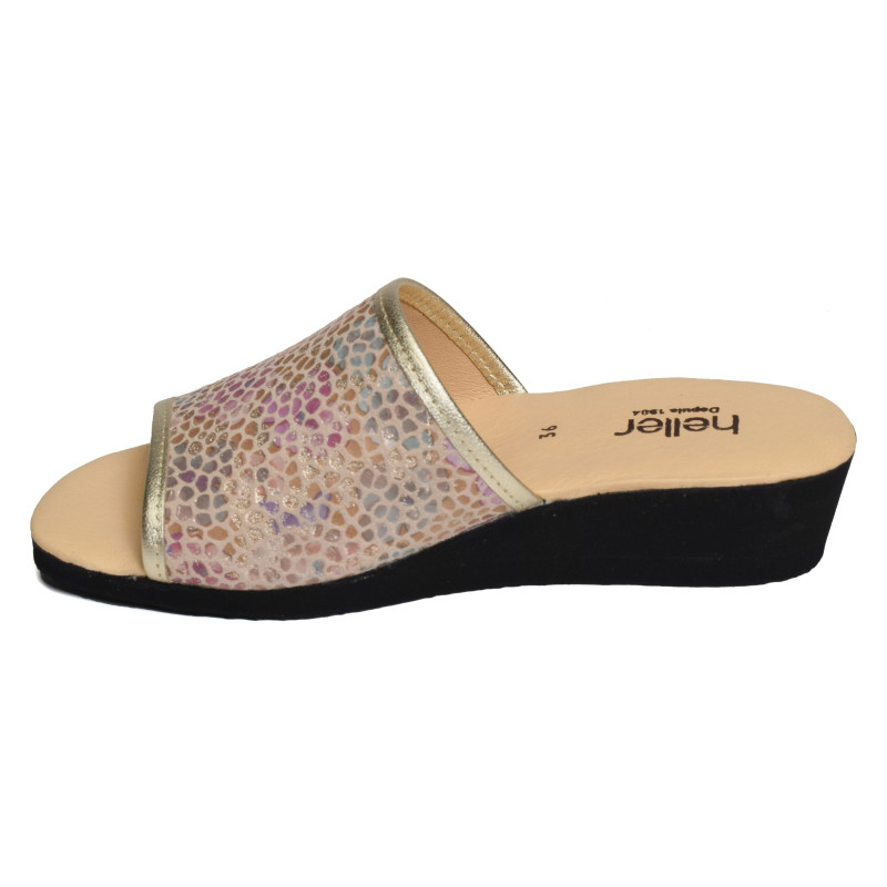 YNELLE Or Multicolore, Mules Heller