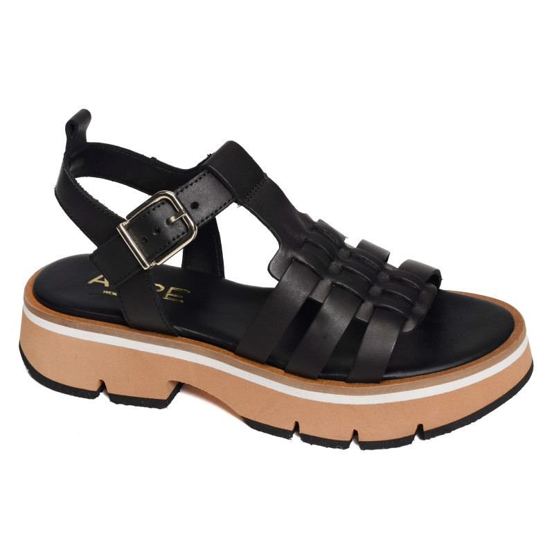 ZANZIBAR 5489 Noir, Nu-Pieds à plateforme Alpe